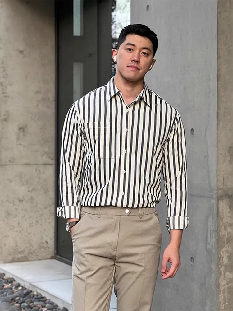 

Business Casual Long Sleeve Striped Shirt Men's Iron-Free Shirt Slim Fit Summer Fashion Top Quality Lightweight Male Apparel