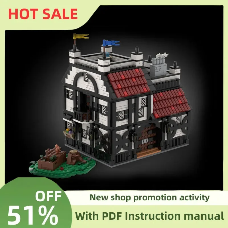 

New 2212Pcs Moc European Medieval Street View Olde Tavern Village Diorama Model Diy Creative Ideas Child Toy Birthday Gift Block