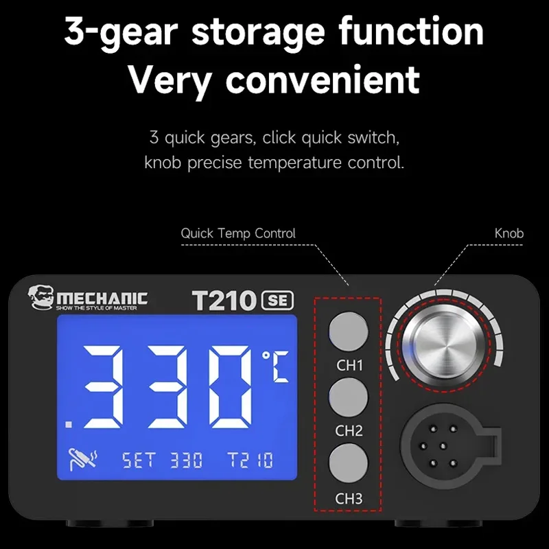 Estación de soldadura mecánica T210 SE, ajuste Digital LED, suspensión automática, calentamiento rápido, juego de herramientas de soldadura de reparación Micro electrónica 210