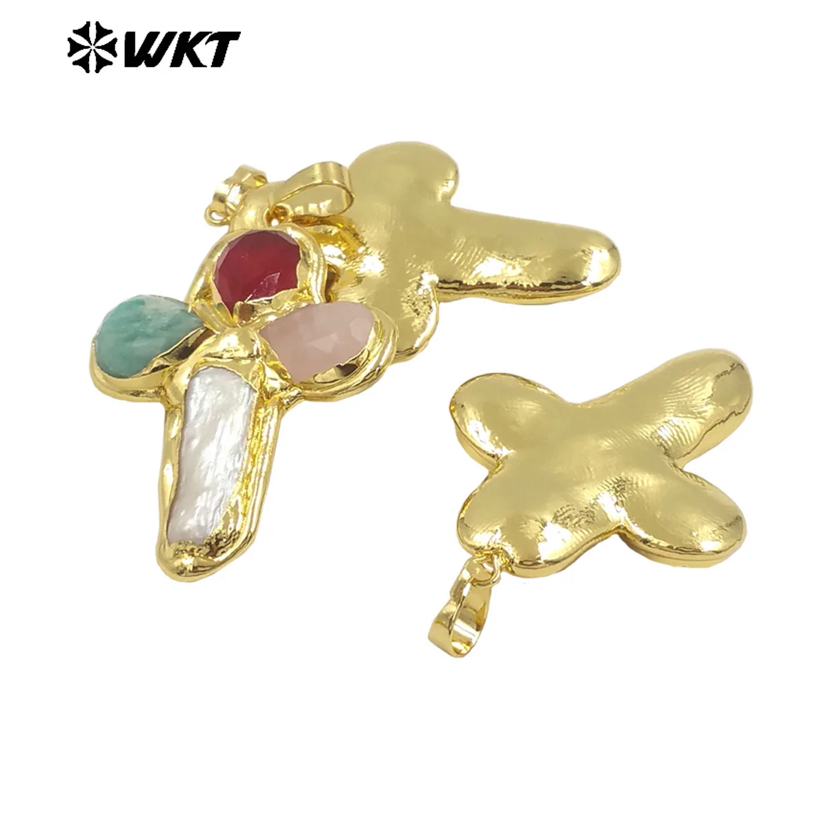 

WT-JP382 WKT Великолепный и модный кулон с крестом из камня и жемчуга с позолотой 18 карат для женщин, подарки на годовщину