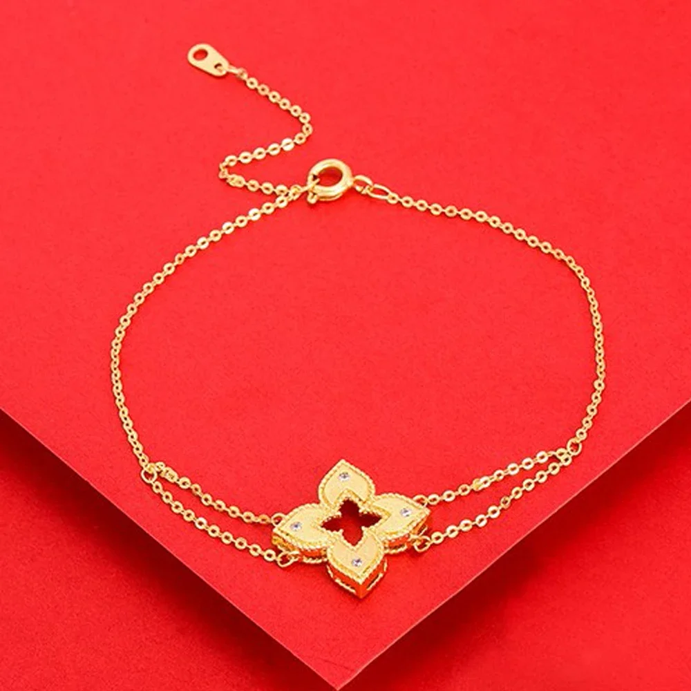 

Kellybola Trendy Long Lucky Clover Necklace Bracelet for Women Daily Bridal Wedding Engagement Party Show Ladies Romantic Gift