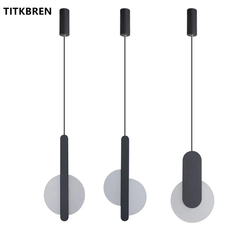 Modern Minimalist Art LED Chandelier Nordic Acrylic Pendant Lamp for Bedside Living Room Design Long Cable Suspension Lighting