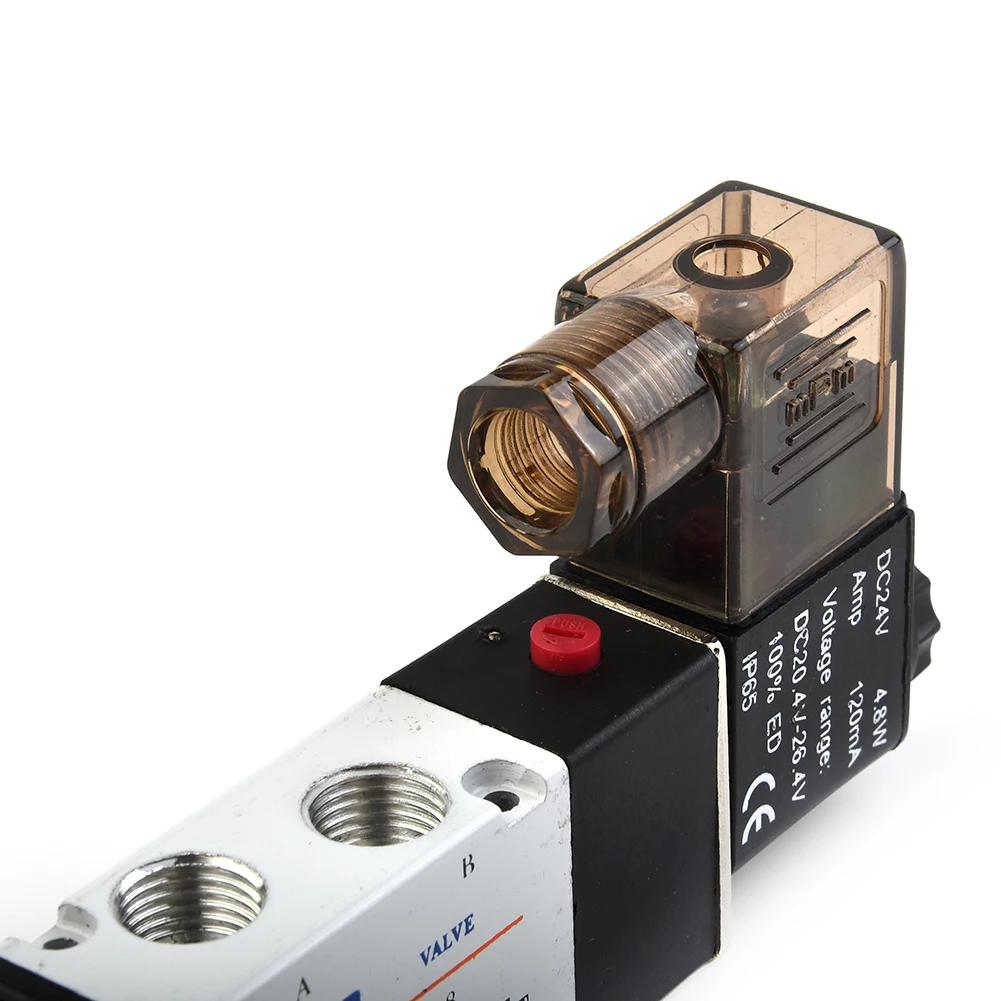 Parte Válvula Solenoide 2 Posiciones 29mA 4V210-08 5 Puertos Rosca BSPT Silenciadores de Control de Negocios Conectores Macho DC 24V