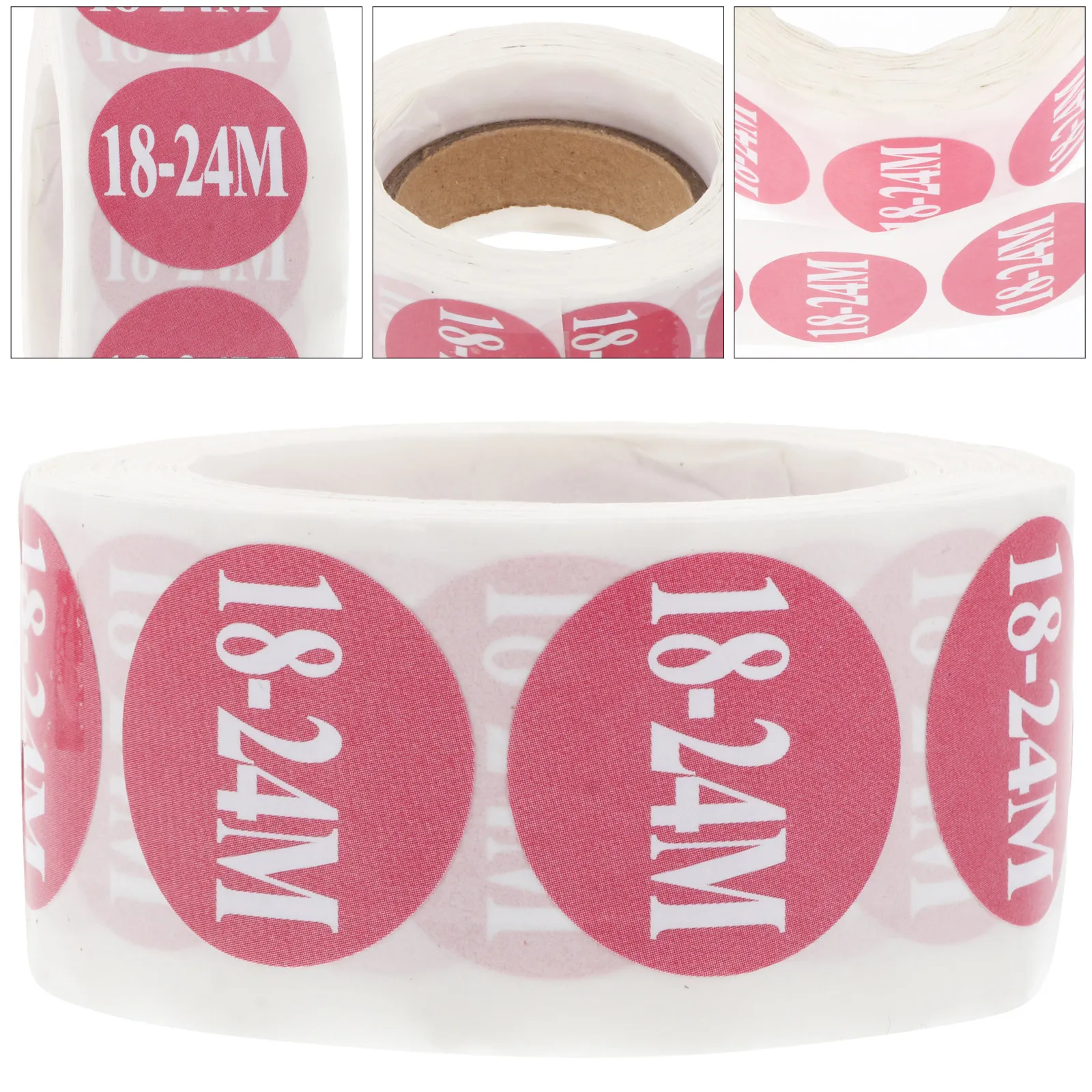 

2 Rolls Premium Clothing Size Label Sticker Set No Tape Required Peel Off Backing Clear Bold Print Round Sticker for Retail
