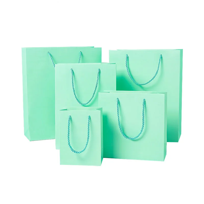 Mint Green Paper Bags, Wedding Souvenir, Party Gift Packing Shop Boutique Flower Dessert Package, 10Pcs