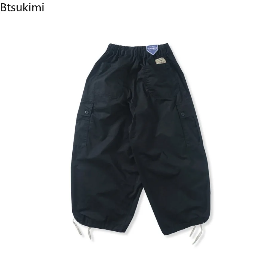 Men Women Harajuku High Street Baggy Harem Trousers Retro Cargo Pants Hip Hop Solid Color Drawstring Streetwear Oversize Unisex