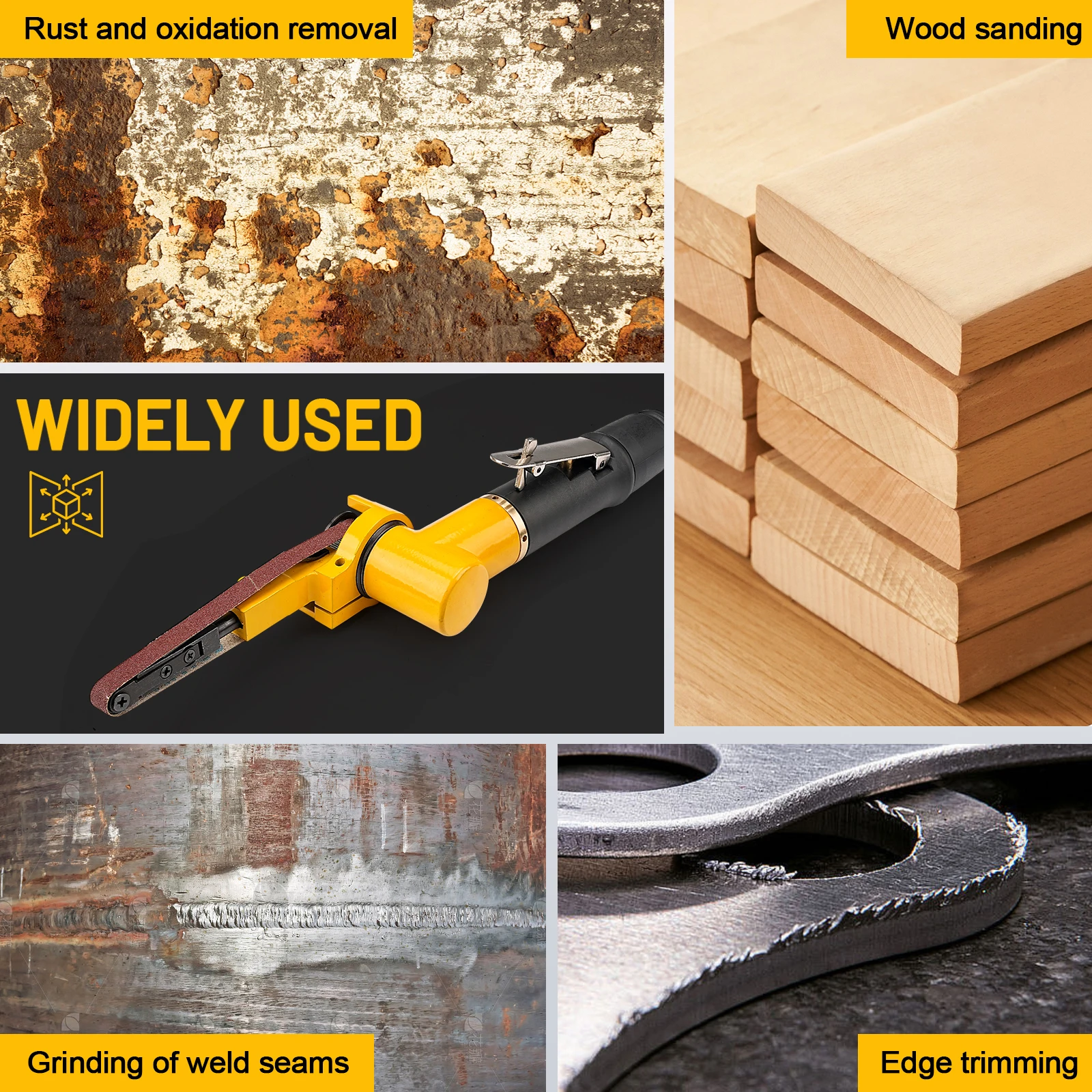 330x10mm Air Belt Sander Air Compressor Angle Grinder Adjustable Pneumatic Grinding Machine With 12Pcs Sanding Belt