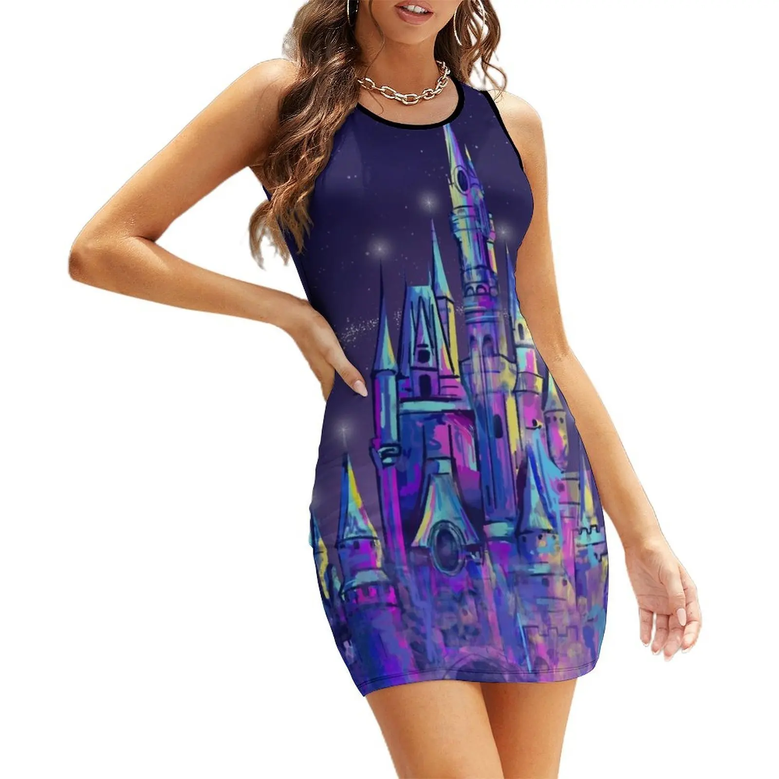 

Princess Magical Castle Orlando Sleeveless Sundress elegant dresses for women Bride dresses Party dresses Evening