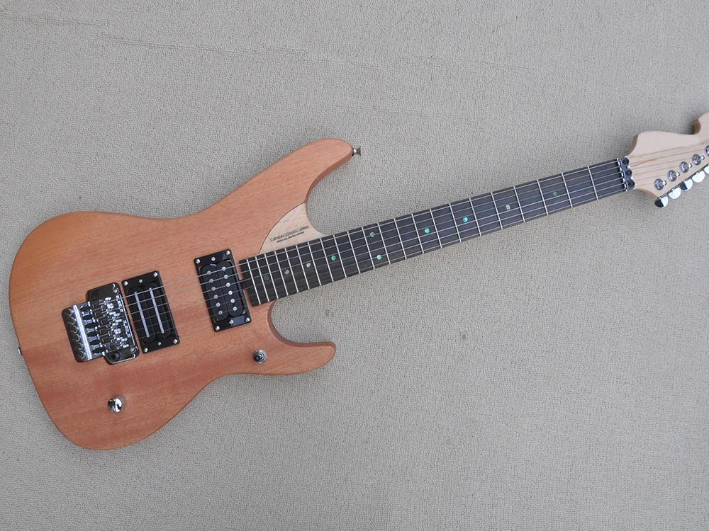 

Natural Wood Color 6 Strings Electric Guitar with Abalone Inlay,Rosewood Fretboard,HUmbuckers Pickups