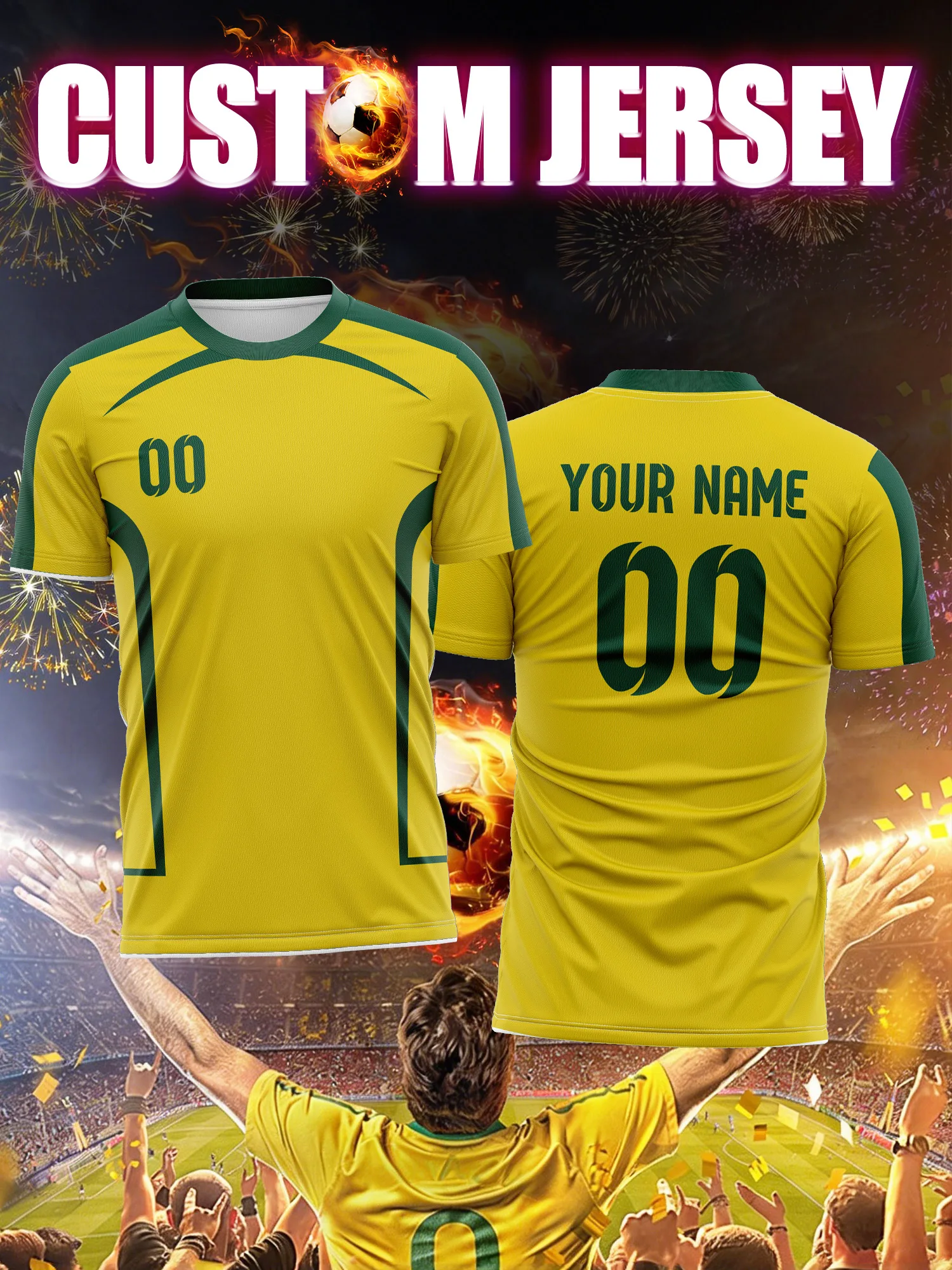 

Футбольная форма с индивидуальным изображением, номером и именем, трехцветная футболка, современный цветовой дизайн, дышащая одежда для футбольных матчей