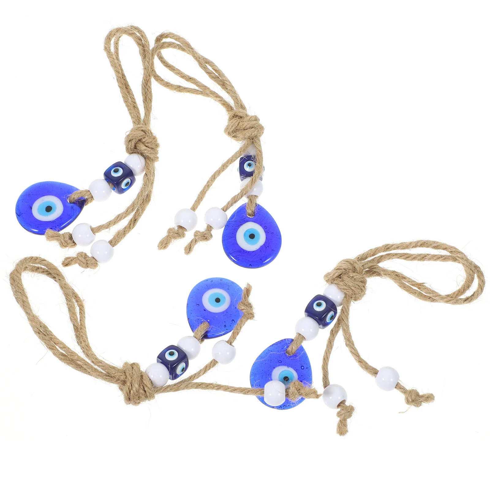 4 Pcs Blue Evil Eye Decorative Home Wall Hanging Turkish Amulet (3*35 Water Drop Pendant) 4pcs Ornament Resin Glass Adorn