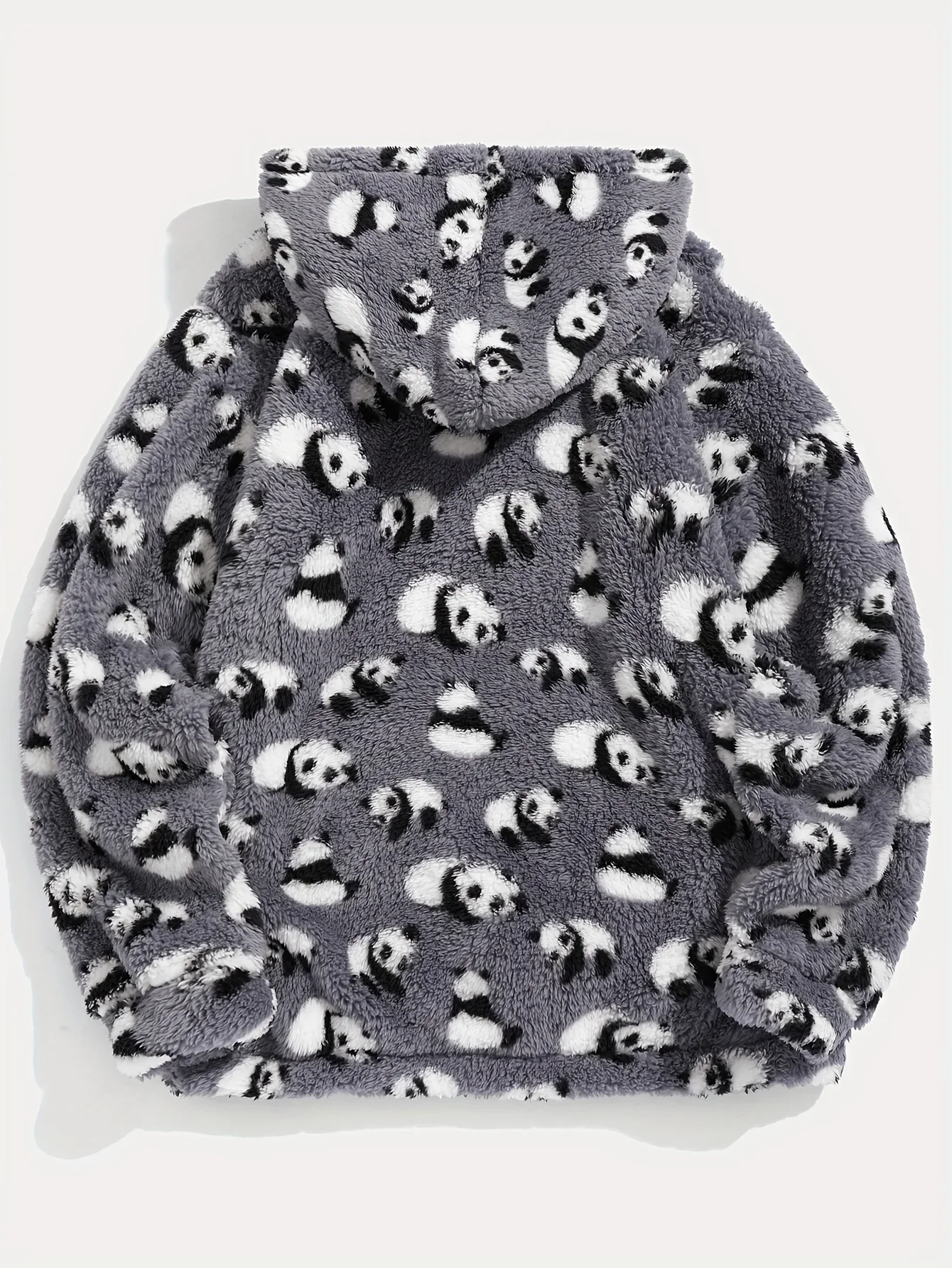 Panda print ultra-fine Austrian oversized fleece  knitted casual warm, comfortable and cute hooded  y2k ins fashion sweatshirt