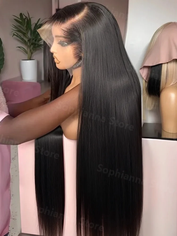 

Bone Straight HD Transparent 13x6 Lace Front Human Hair Wig Brazilian 30 40 Inch Pre Plucked 13x4 Lace Frontal Wigs For Women