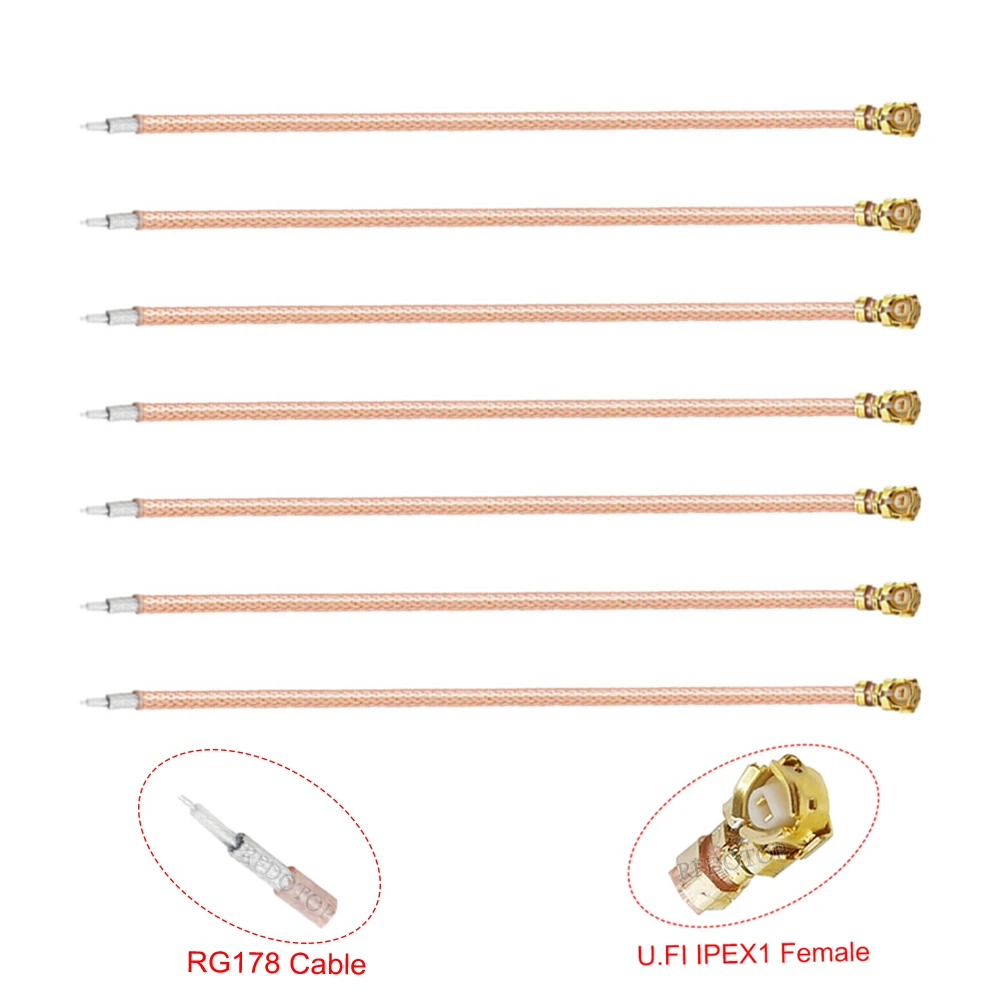 10Pcs/Lot RG178 Silver-plated Wire u.FL IPX IPEX1 Single Head Female Connector RG-178 Pigtail Cable 5CM 10CM 20CM 30CM 50CM 1M