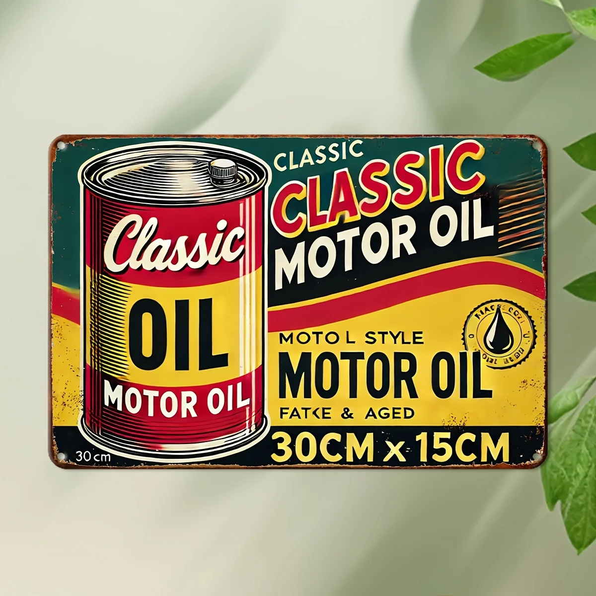 Home Decor  Tin Plate 8  x 12   Vintage Metal Sign, Non-Woven Fabric Retro Engine Oil Classic Car Decoration with Poster Art Wa