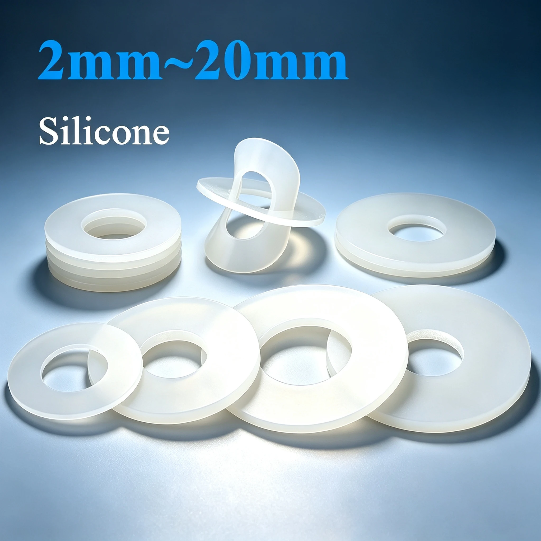 Silicone Rubber Flat Washer M2 M2.5 M2.7 M3 M4 M5‑M20, Waterproof High‑Temperature Resistant Shock‑Absorbing Seal Gasket O‑Ring