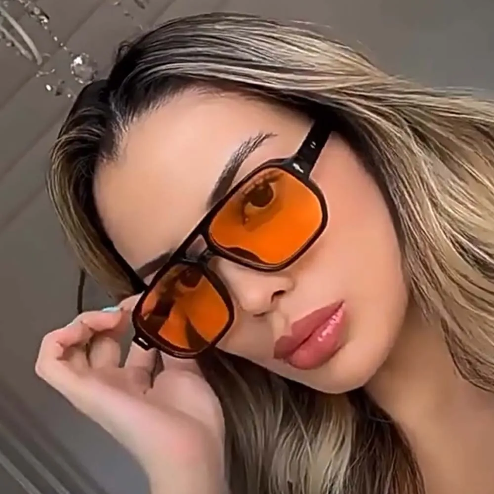 

Retro Double Beam Sunnies Leopard Print Eyewear PC Unisex Polarized Sunglasses Decorative Square Frame Anti-UV Glasses Gift