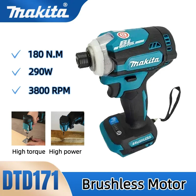

Аккумуляторный бесщеточный ударный шуруповерт Makita 18V DTD171, электрическая отвертка, дрель-шуруповерт, электроинструмент