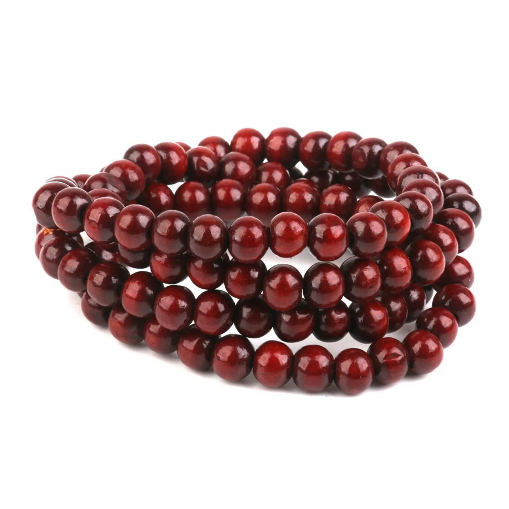 A95D-2X Wooden Prayer Chain 108 Pcs Buddha Buddhist Mala Bracelet Purple-Like Red