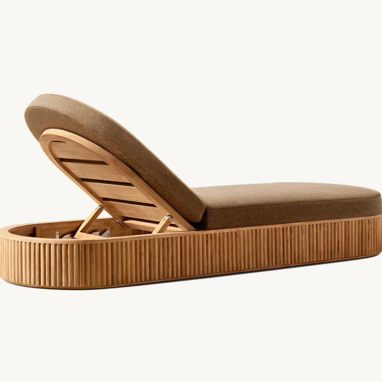 OEM Outdoor Swimming Pool Sun Bed Solid Teak Outdoor Outdoor Furniture Sunbed