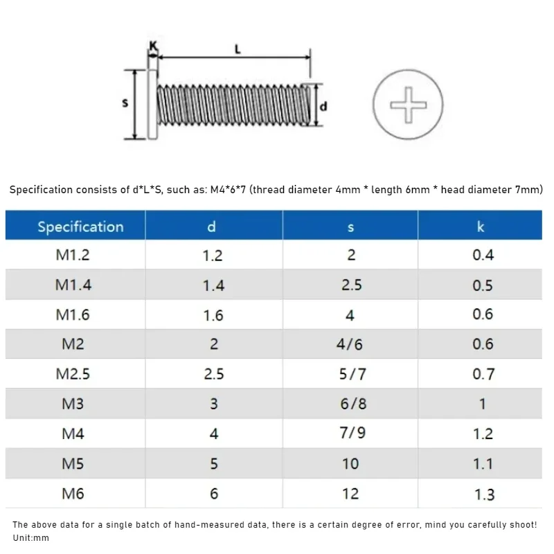 M1.2 M1.4 M1.6 M2 M2.5 M3 M4 M5 M6 CM Nickel Plated Phillips Flat Head Screws Notebook Digital Screws