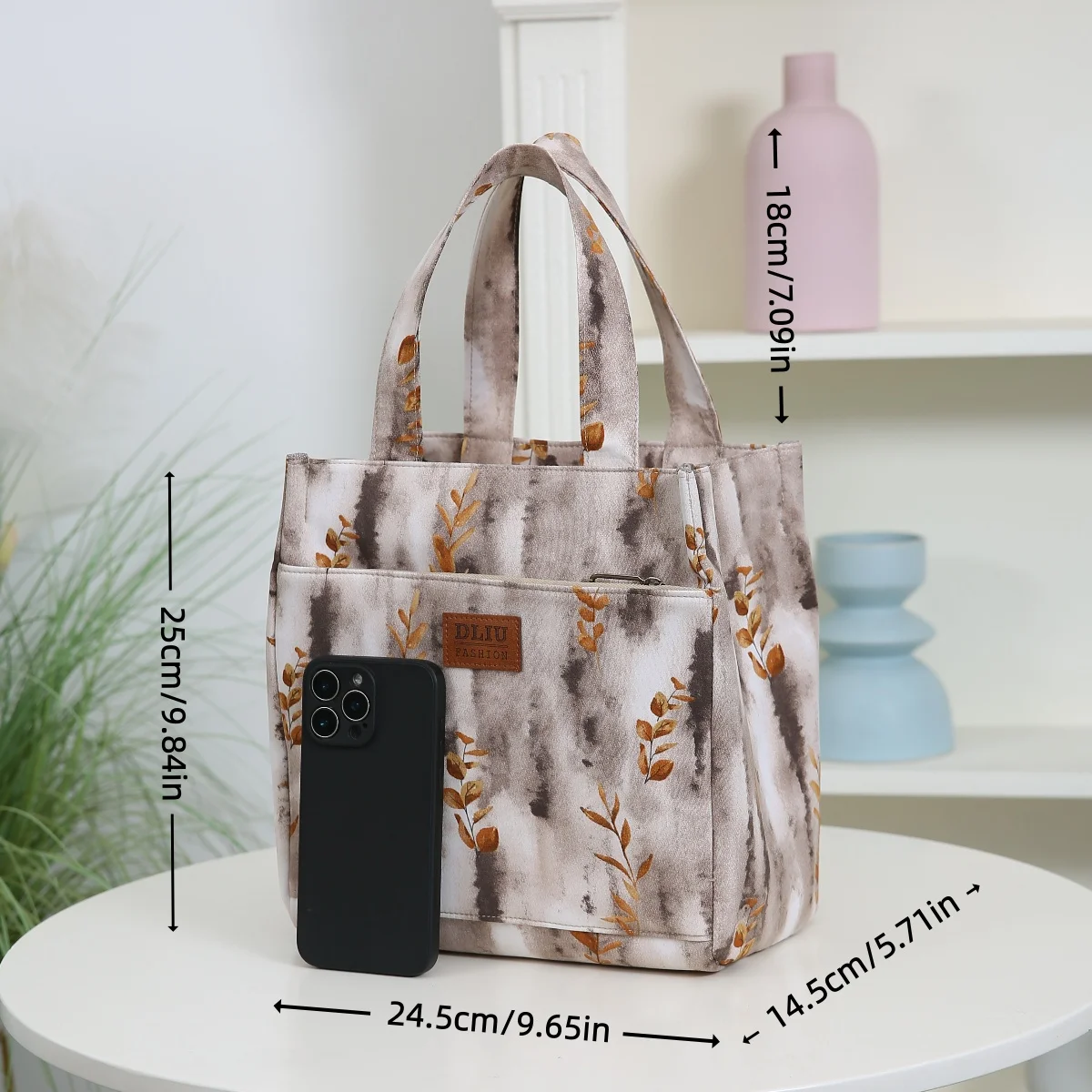 قماش سميك جديد، أنيق وبسيط، طراز عرقي، حقيبة يد، حقيبة تسوق للاستخدام اليومي، حقيبة متنوعة، حقيبة غداء، حقيبة بينتو #2