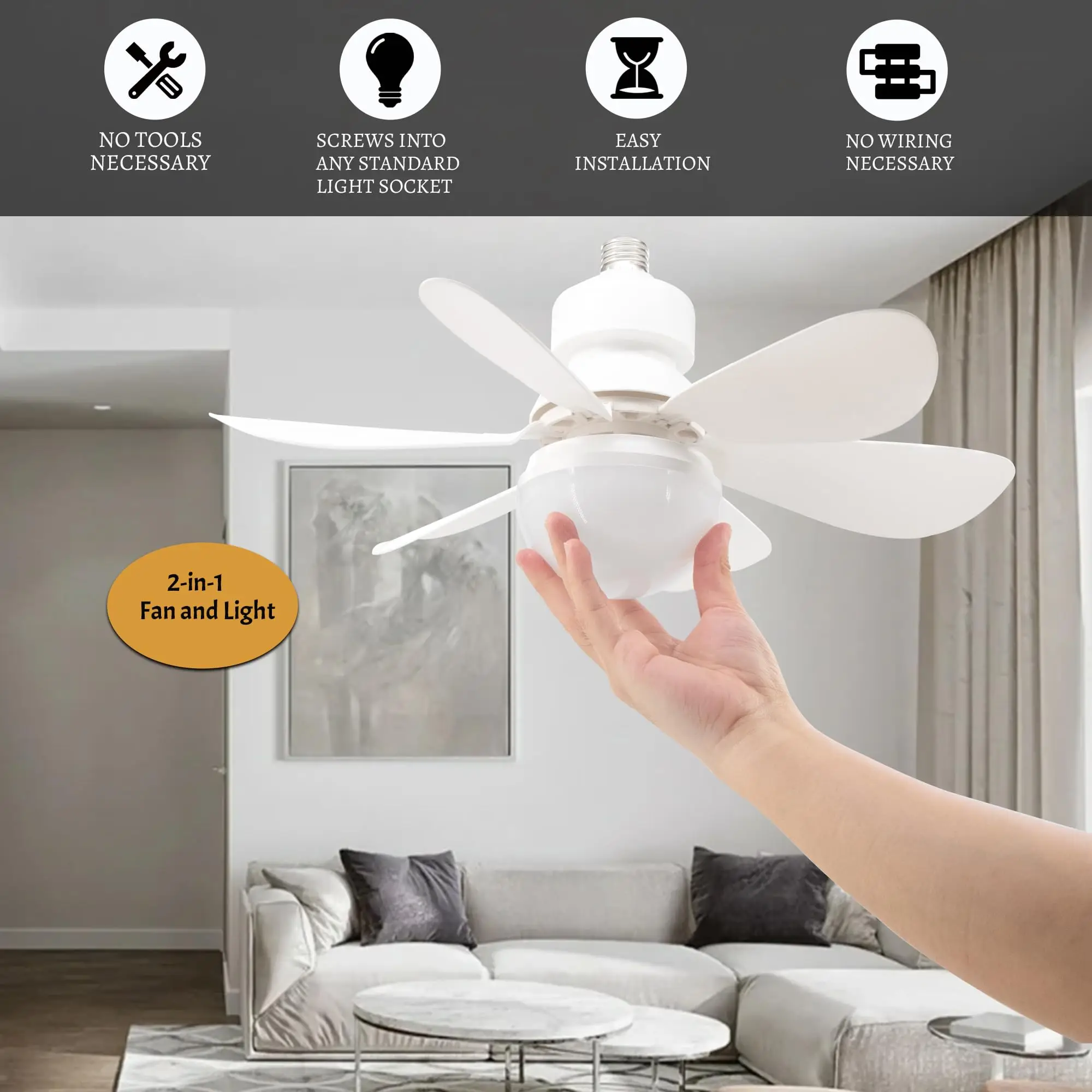 LED Ceiling Fan Light Bedroom Living Room Flower Colorful Six Blade Rotating White Lights Led Lustre