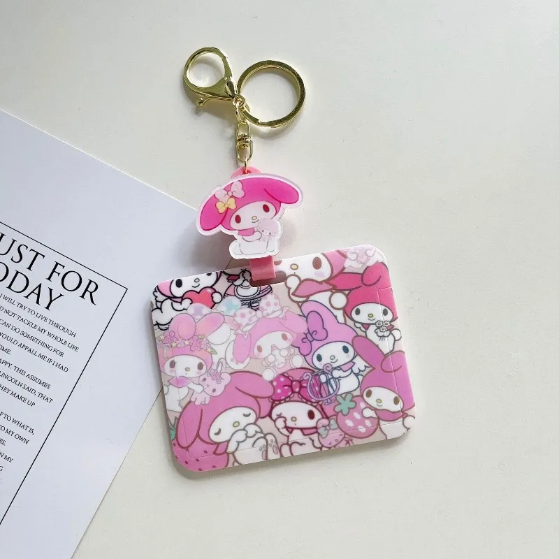 Kawaii Anime Character Keychain Pendant Retractable Badge Holder Cute Cartoon Student Horizontal Card Holder Card Holders Gifts