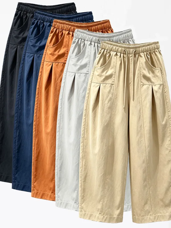 Fashionable Casual Pants Women's Thin Nine Points Loose Fit Summer New Style Mom Jeans High Waist Polyester Fiber Skin-friend...