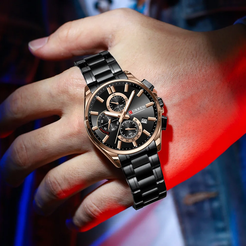 curren$y カレンシー 2点セット　currensy CURREN 8475 Casual Men's Quartz Watch Sports Chronograph Calendar