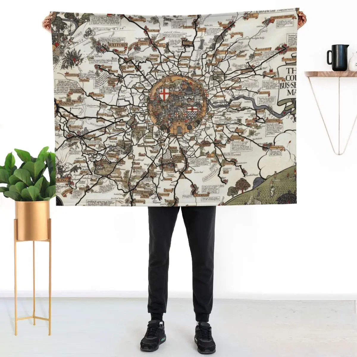 1928 Vintage London Bus-Services Map Throw Blanket Sofa Quilt Sofa Summer Beddings Plush Stuffeds Flannel Fabric Blankets