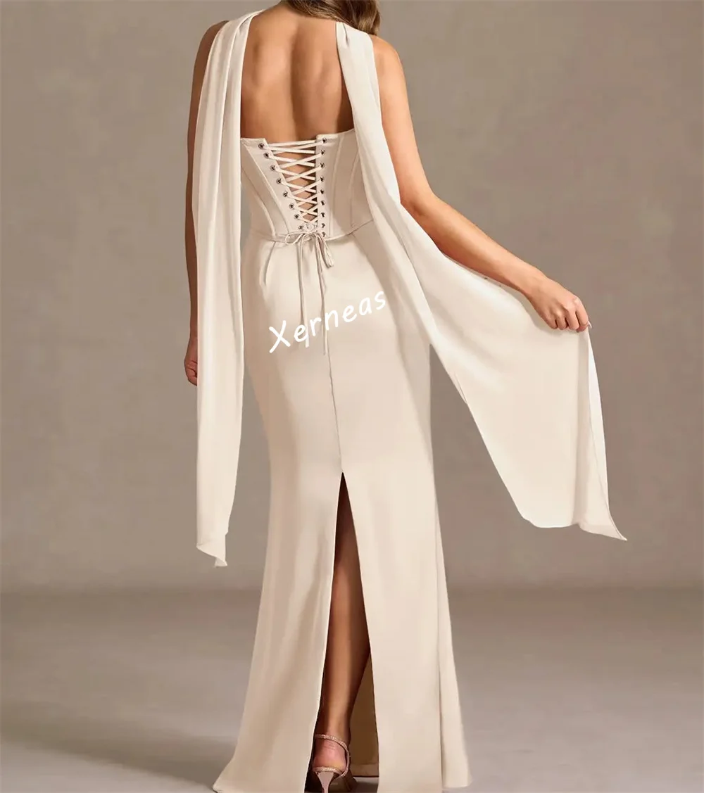 Customized Charmeuse Strapless Lace-up Mermaid Long Dresses Bespoke Occasion Woman Elegant Party Wedding High Quality 4