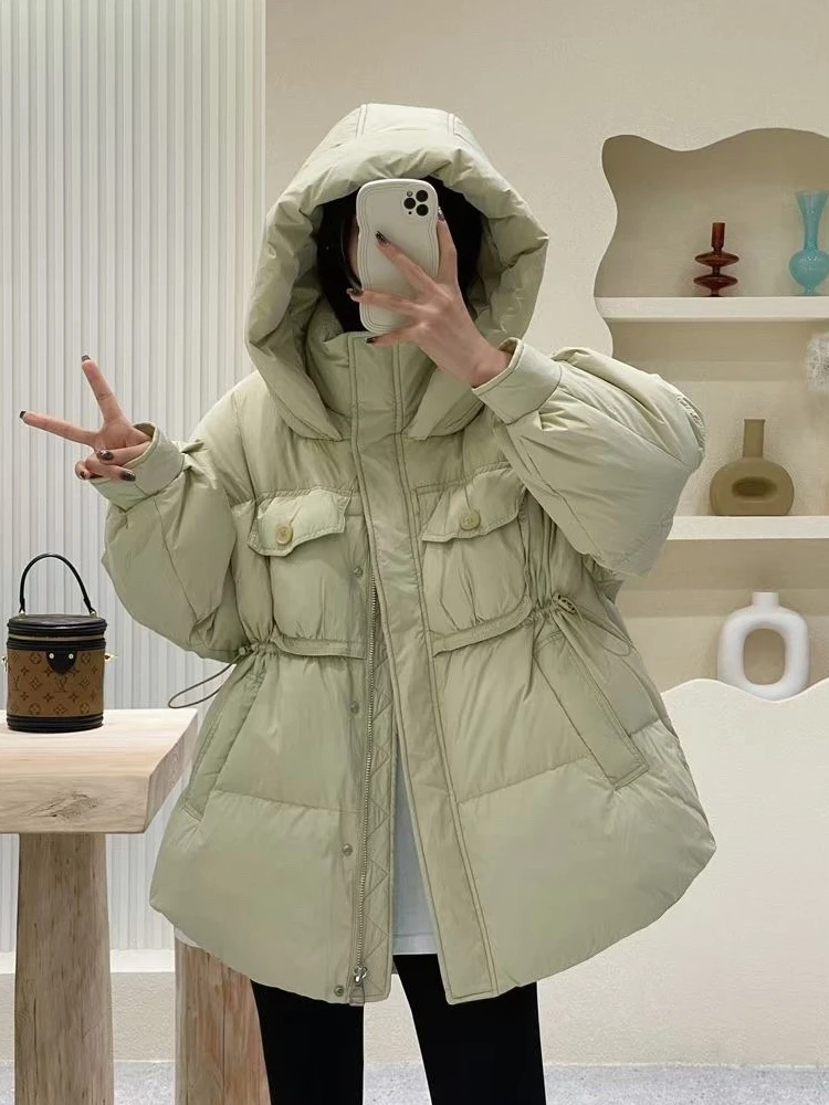 2023 New 90% White Duck Down Jacket Women Autumn Winter Korean Warm Thick Puffer Coat Hooded Loose Casual Female Parkas