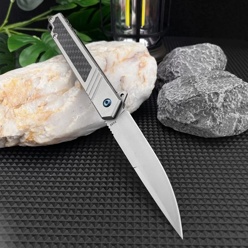 Nuovo FA89 Coltello a cintura pieghevole 5Cr13MoV Lama 420 Intarsio in acciaio Manico in fibra di carbonio EDC Jungle Coltello da campeggio Coltello da sopravvivenza all'aperto