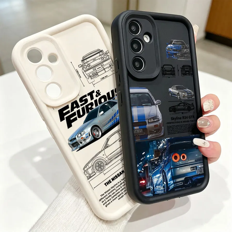 F-Fast And F-Furious R-R34 Car Case For Samsung Galaxy S26 S25 S24 S23 S22 Ultra FE Plus A06 A07 A16 A17 A26 A36 A55 A56 A57 5G