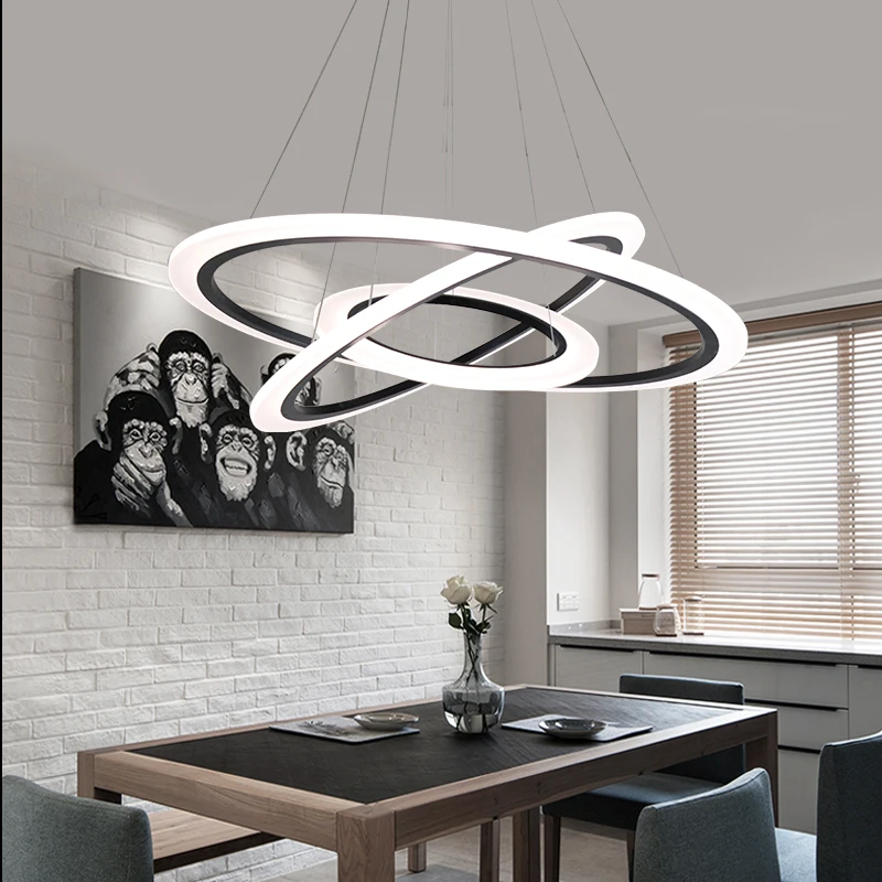 Simple Modern Three Circles Ring Round Chandelier Scandinavian Living Room Home Chandelier Ceiling Lamp Jewelry Lighting