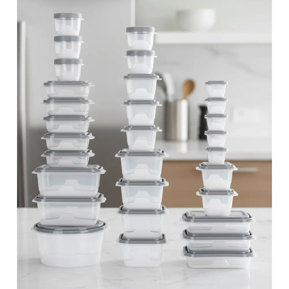 

Набор контейнеров для пищевых продуктов без BPA, 60 предметов, сейф для микроволновой печи и морозильной камеры с герметичными крышками для приготовления еды и хранения