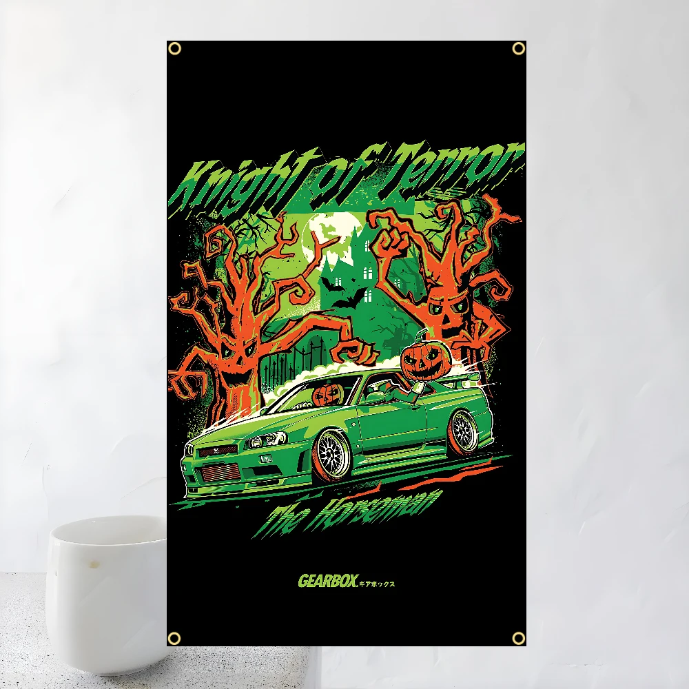 Racing JDM Cars Art Flag Polyester Printed Banner For Home Decoration