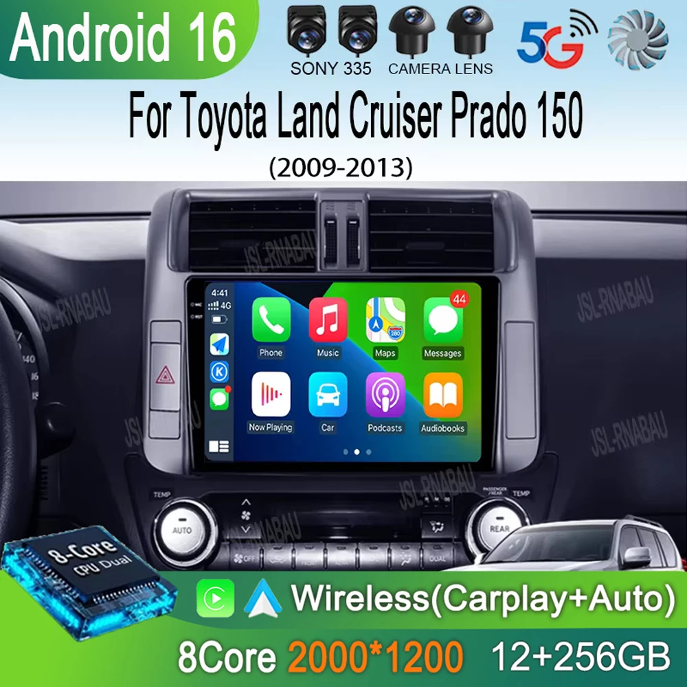 

Автомагнитола Android 16 Carplay для Toyota Land Cruiser Prado 150 2009-2013, мультимедийный видеоплеер, навигация, стереосистема, головное устройство с DSP