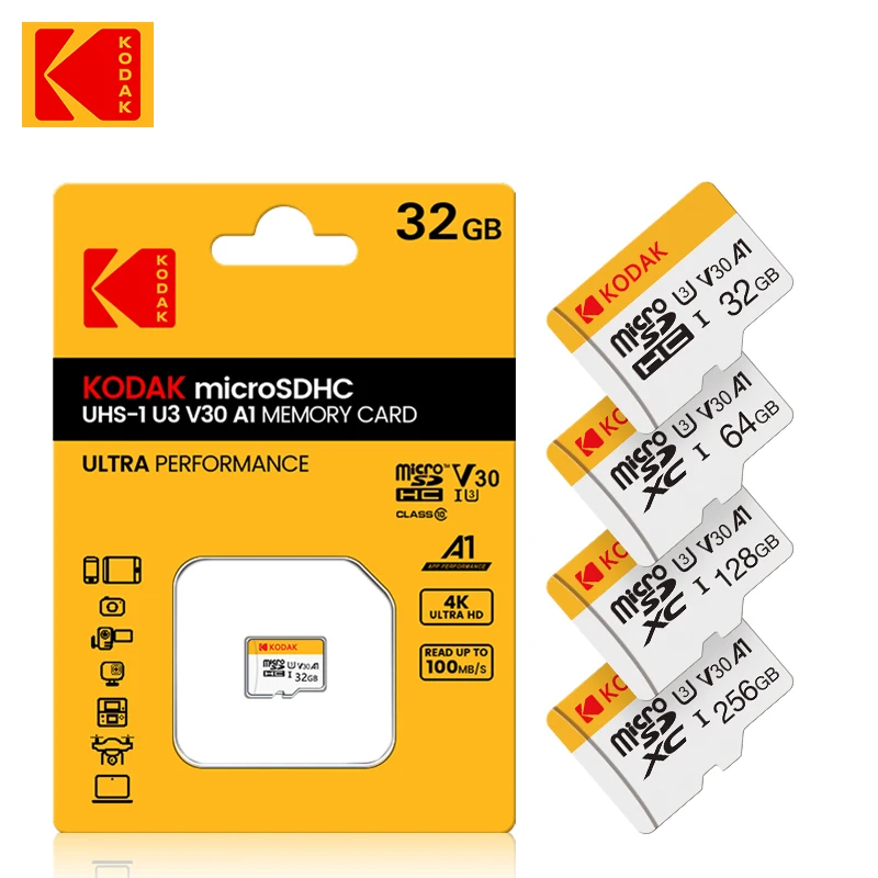 

Карта Micro SD KoDak, 10 шт., карта флэш-памяти 64 ГБ, 128 ГБ, высокая скорость 32 ГБ, U3 V30, 256 ГБ, класс 10, карта памяти для телефона