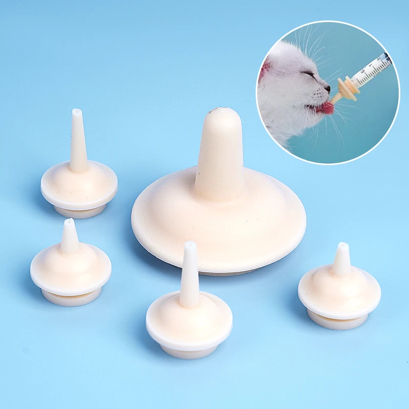 5pcs Newborn Pet Feeding Nipple For Dog Cat Hamster Parrot Feeding Pacifier Medicine Feeding Pets Oral Syringe Silicone Nipple