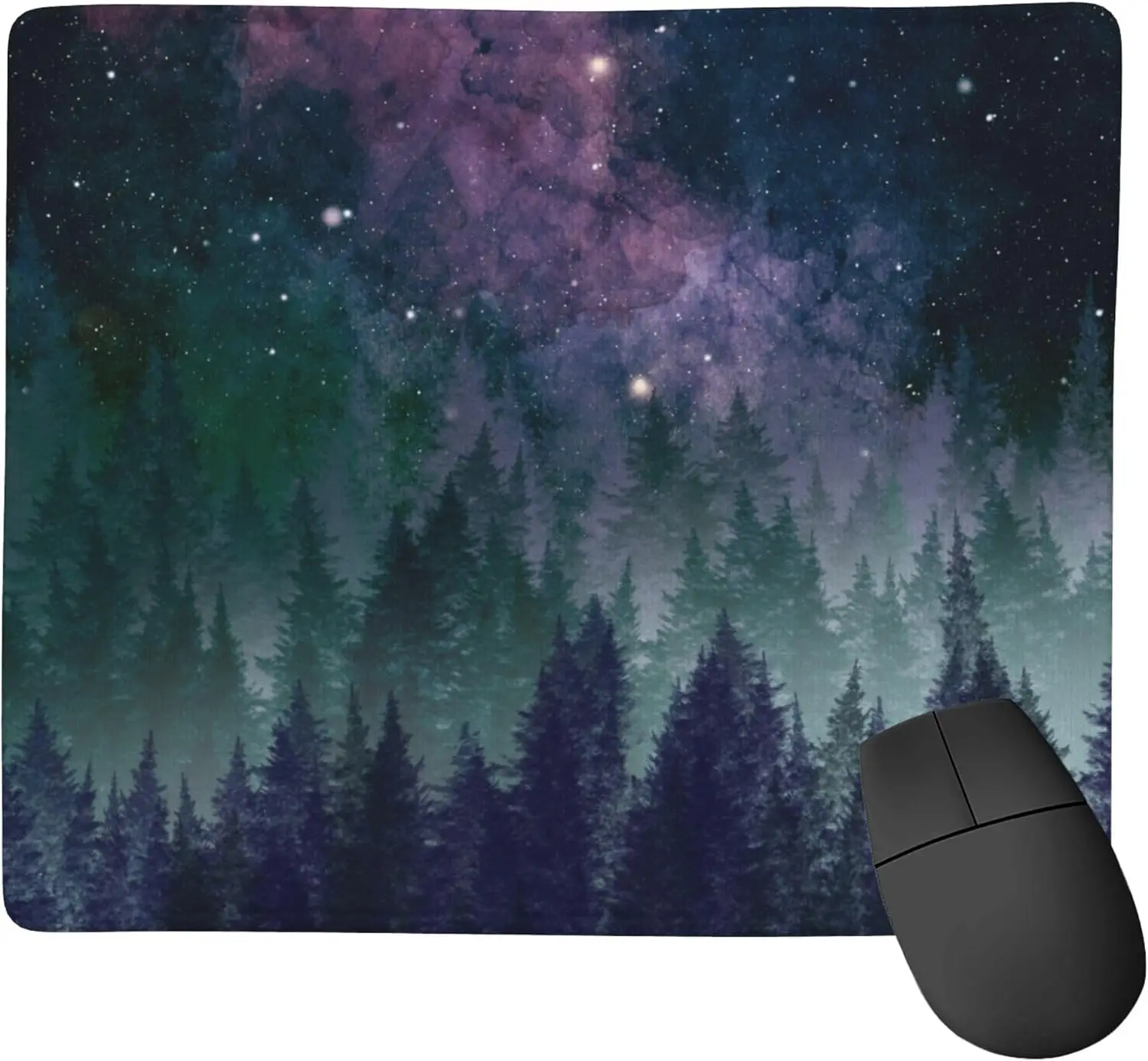 Mouse Pad Custom Mouse Pad Artisan Galaxy Space Forest Mouse Pad,Night Sky Forest Square Waterproof Mouse Mat,Non-Slip Rubber
