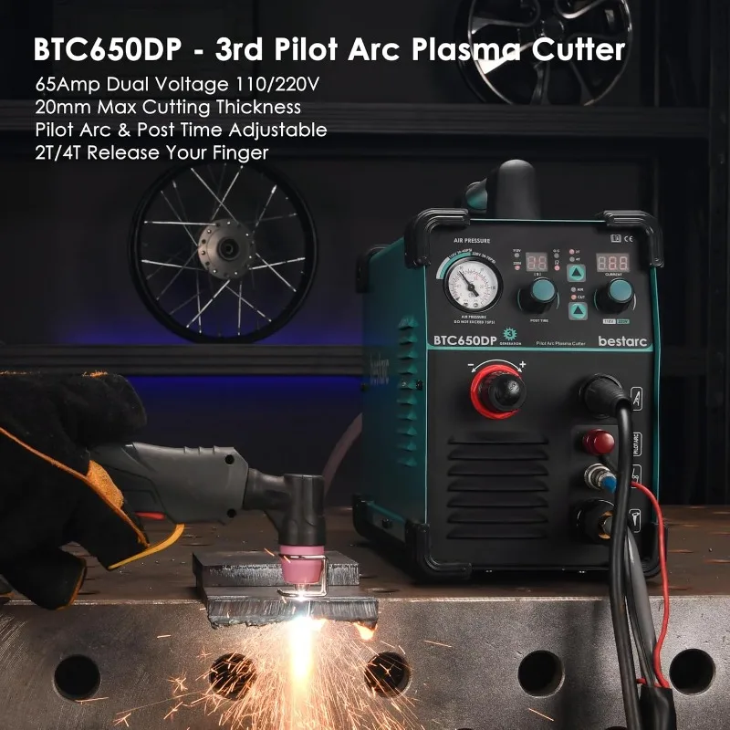 Plasma Cutter, Pilot Arc BTC650DP 3rd Generation 65Amps With [Air Sensor Technology] Dual Voltage 110/220V Digital Plasma