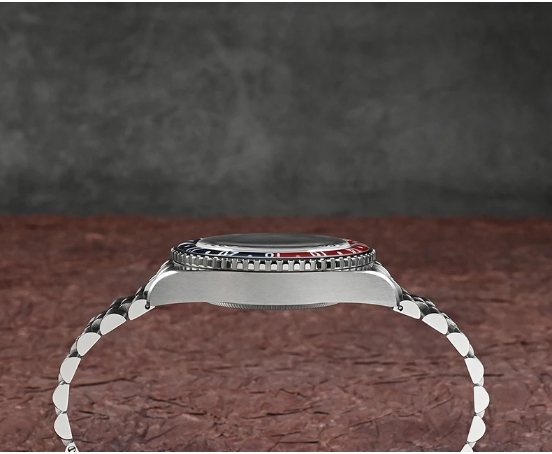 ساعات سان مارتن للرجال بتوقيت جرينتش ساعة يد ميكانيكية أوتوماتيكية فاخرة 200 متر مقاومة للماء BGW-9 إطار ياقوت مضيء هانغتشو 6460