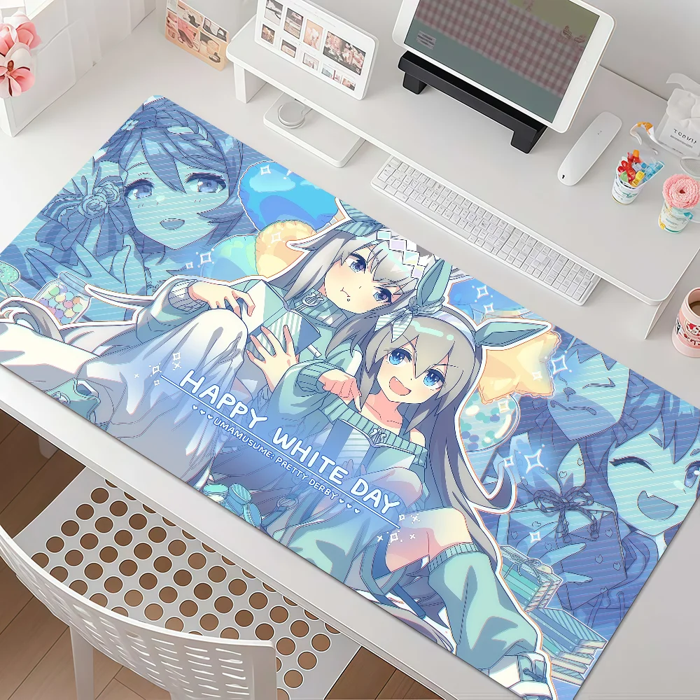 Game U-Umamusume Oguri Cap Mouse Pad Anti Slip Rubber Edge Locked Thickened Laptop Gaming Desk Mat