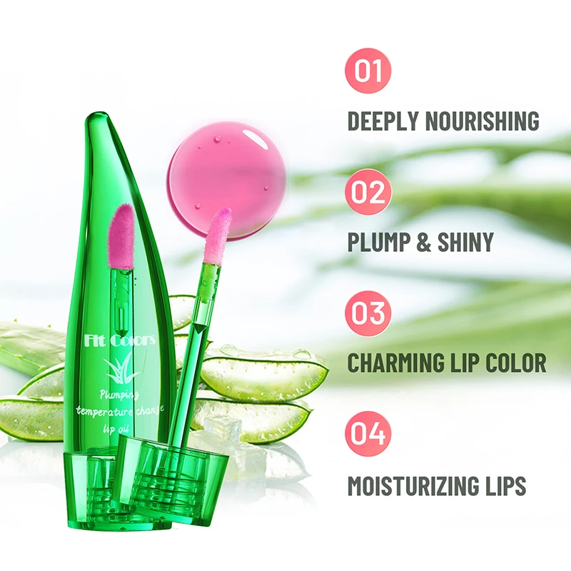 Nuevo aceite de labios relleno de Aloe Vera y Chile, cambio de Color activado por temperatura, brillo de labios hidratante y hidratante para labios más llenos