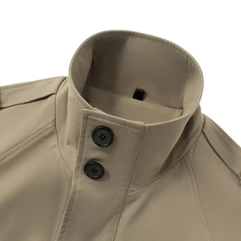 High-quality Men's Business Casual Windbreaker, Solid Color Daily Windproof Long Jacket, Elegant British Style Coat. 2