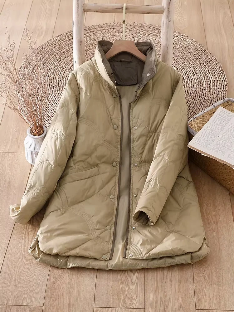 حجم كبير 6xl 7xl أمي X-طويلة خفيفة الوزن للغاية أسفل السترات 2025 الوافدين الجدد شتاء دافئ مكتب سيدة عادية أنثى أسفل السترات