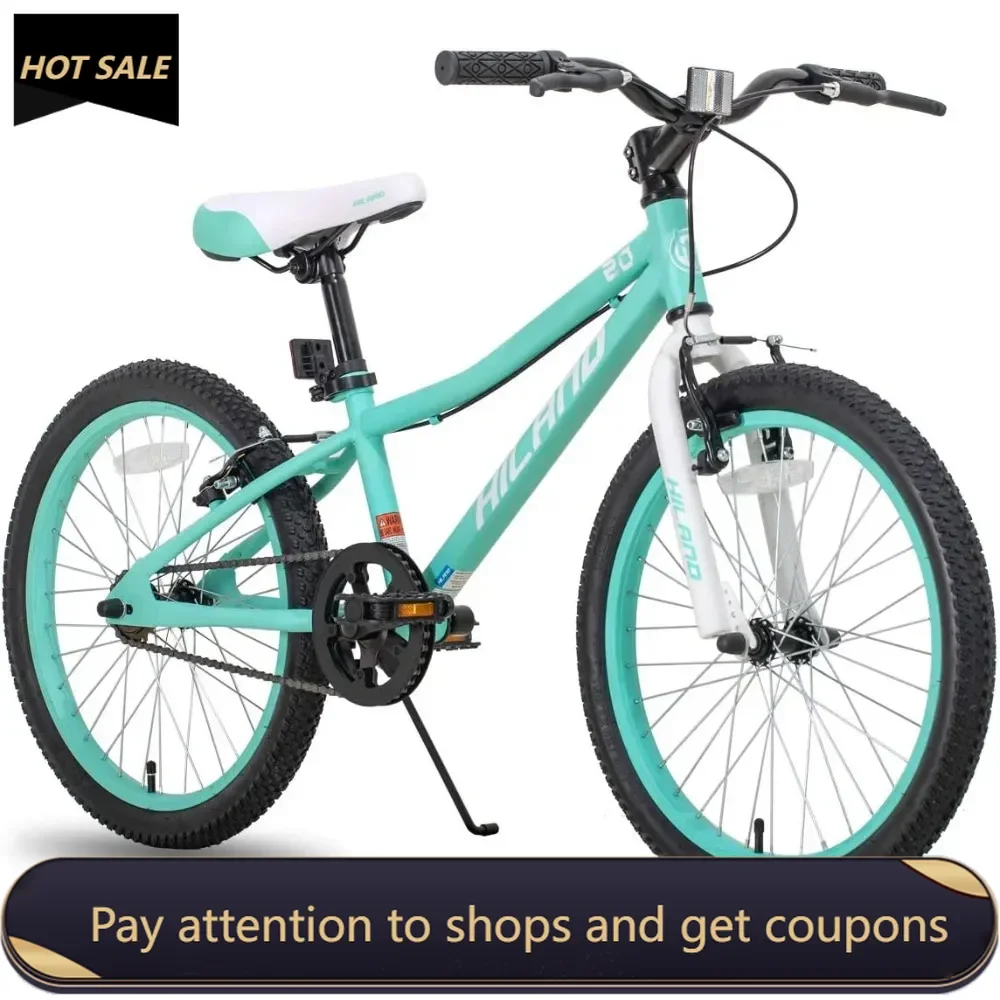 

20 Inch Kids Mountain Bike for Boys, Girls, Single Speed Kids Bicycles with Dual Handbrakes and Kickstand, Multiple Colors