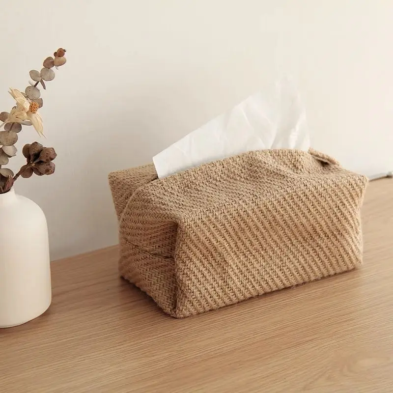 

Cotton Linen Tissue Box Cover Simple Japanese Style Tatami Storage Bag for Home Living Room
